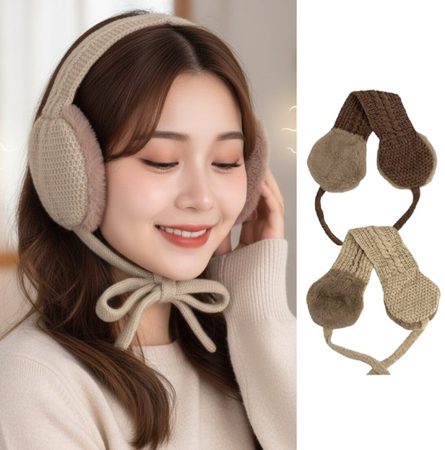 니즈백 포근한 방한 니트 귀마개 귀도리 2개 세트