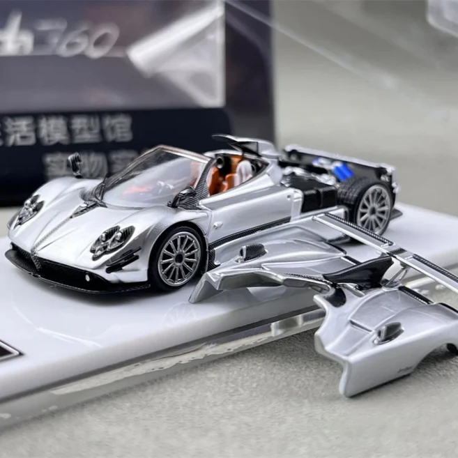 HKM 1:64 Pagani Zonda 760 Roadster 2022 컨버터블 합금 자동차 모델, 02 silver