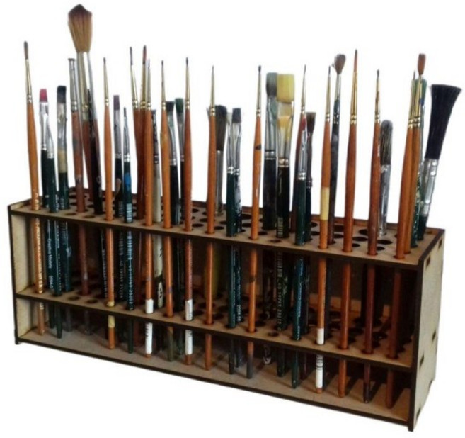 페인트 브러시 홀더 나무 스탠드 데스크 오거나이저 연필 브러시용 수채화 트레이 랙 67