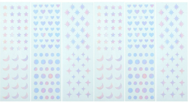 스티커마켓 오로라 스티커 별앤달 2p + 하트앤써클 2p + 트윙클타입2 2p 6종 세트, 1세트