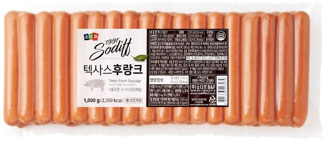 소디프 텍사스 후랑크 소시지 1kg, 10개