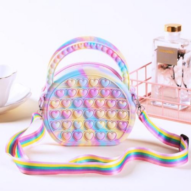 실리콘 감각 푸시 팝 버블 백 크로스 바디 스트레스 완화 장난감 자폐증 핸드백 동전 주머니 어린이를 위한 지갑, 04 2, 1개