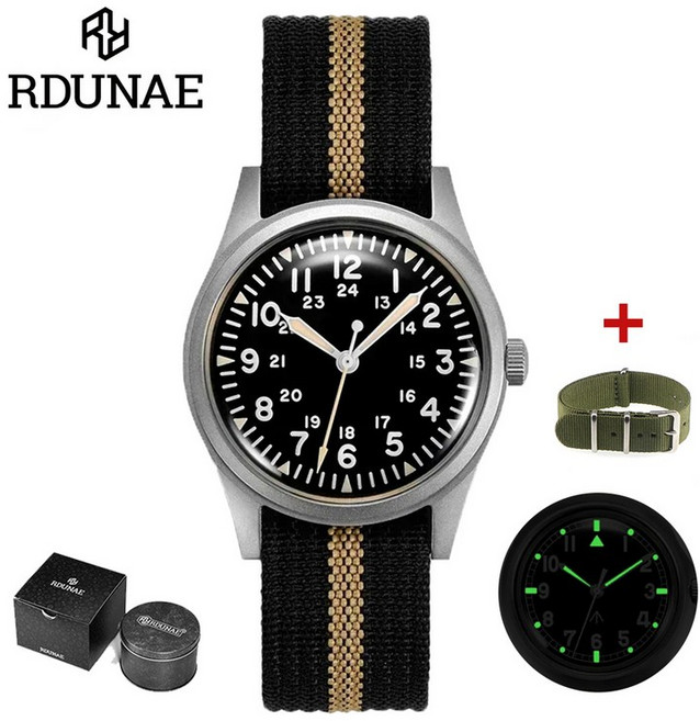 RDUNAE RA03 34.5 빈티지 쿼츠 시계 G10 yota K1 미네랄 유리 스테인레스 스틸 손목