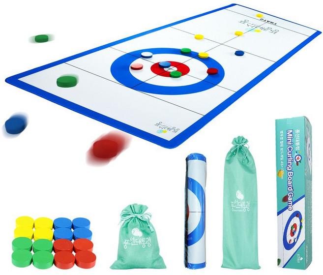 풍선대통령 병뚜껑 컬링 보드게임 100cm 4인용 겨울 스포츠 놀이, 병뚜껑 컬링(45×100cm), 1개