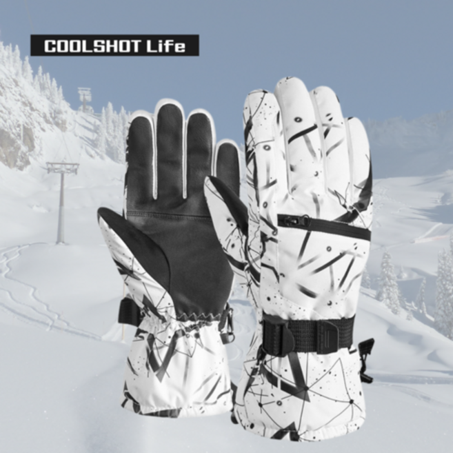 쿨웨이브 방수 방풍 겨울 스키 스노우보드 낚시 등산 오토바이 장갑, 1개