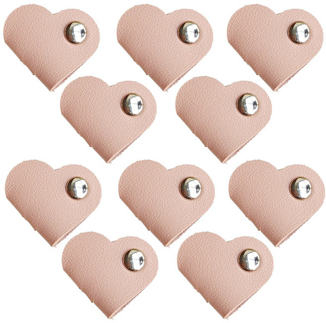 가죽 하트 케이블 이어폰 선 정리 홀더 줄감개, 핑크, 10개