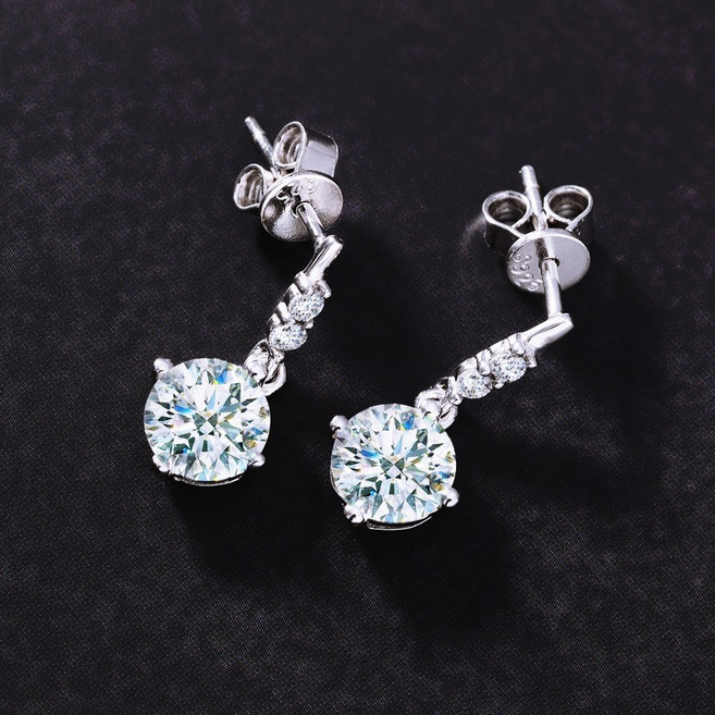 에바주얼리 심플드롭 모이사나이트 랩 피어싱 귀걸이 D칼라 VVSI 엑설런트컷