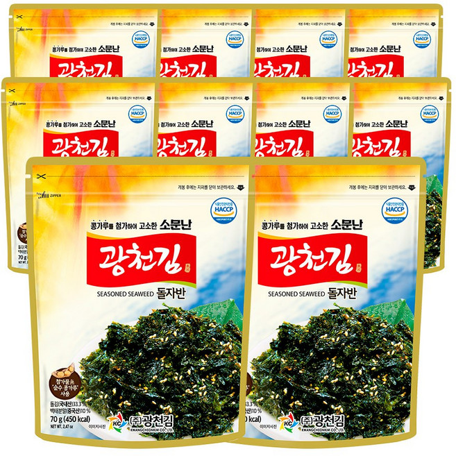 소문난 광천김 돌자반, 70g, 10개