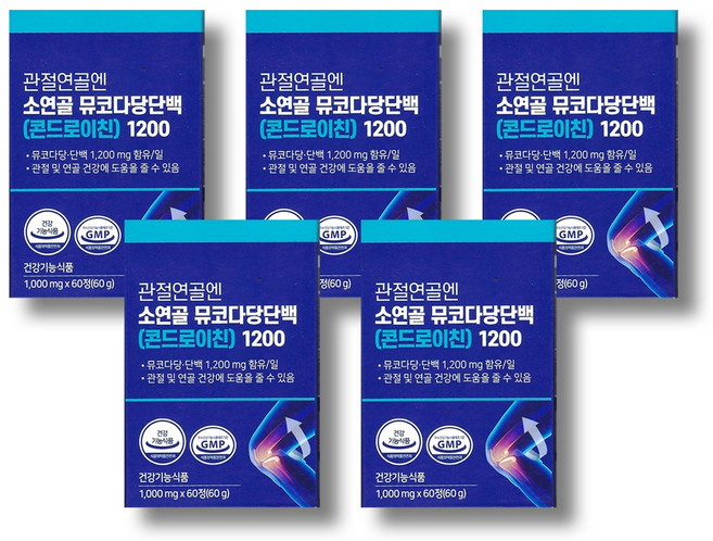 올바른건강식품 관절엔 소연골 뮤코다당단백 콘드로이친 1200, 60정, 5개