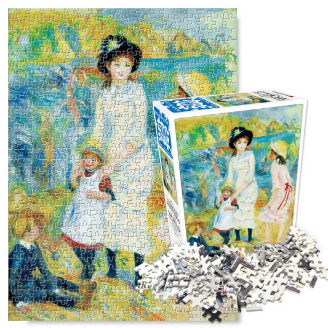 세계명화 직소 퍼즐 500조각 그림 명작 유화 미술 작품, 1개, 해변의 아이들, 500피스