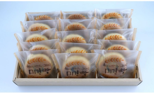 [생산당일발송] 김종하과자공방/미강빵-(무방부제/수제건강간식/개별포장/간식용/선물용/결혼답례품/사무실간식/어린이간식/파주명물/손님간식/후식/디저트/선물포장/빵/빵선물세트), 15개, 30g