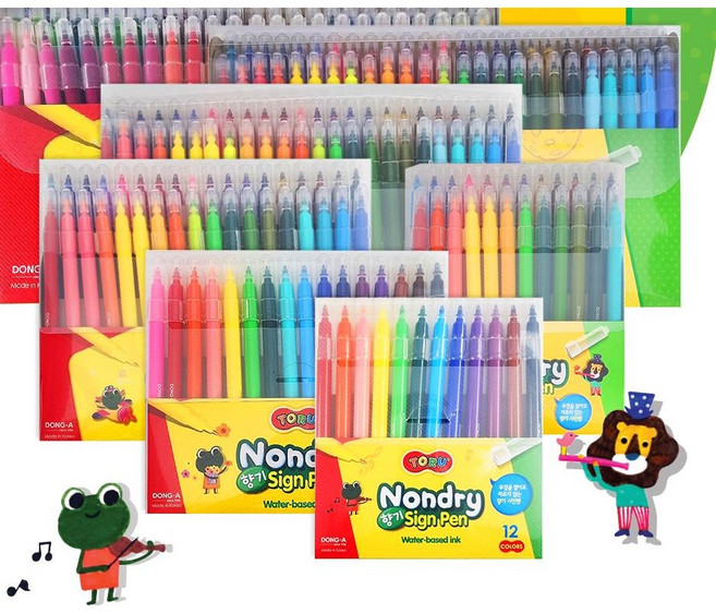 동아교재]논드라이싸인펜/12색/16색/24색36색/48색/50색/72색/PP케이스, 16색., 1개