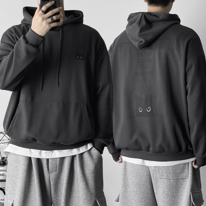 오프앤 [기모선택] 국산 특양면 고양이 오버핏 후드티 남녀공용