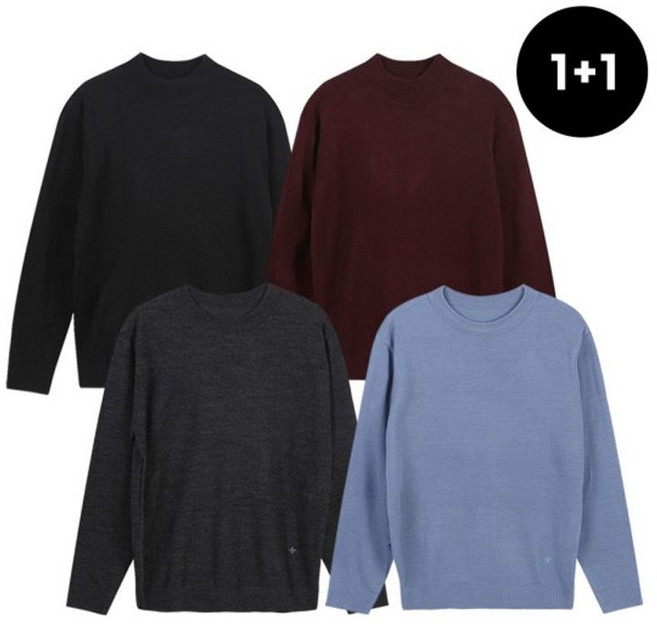 인디안 남성 심플라운드 니트4종