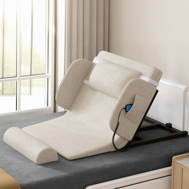 자바조이 전동 등받이 허리받침대 노인 모션베드 각도조절 침대 팔걸이, 베이지