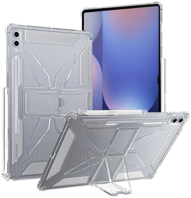 스냅케이스 퓨어엑스 갤럭시탭 범퍼 투명 거치대 케이스 펜슬 수납, 클리어, 1개