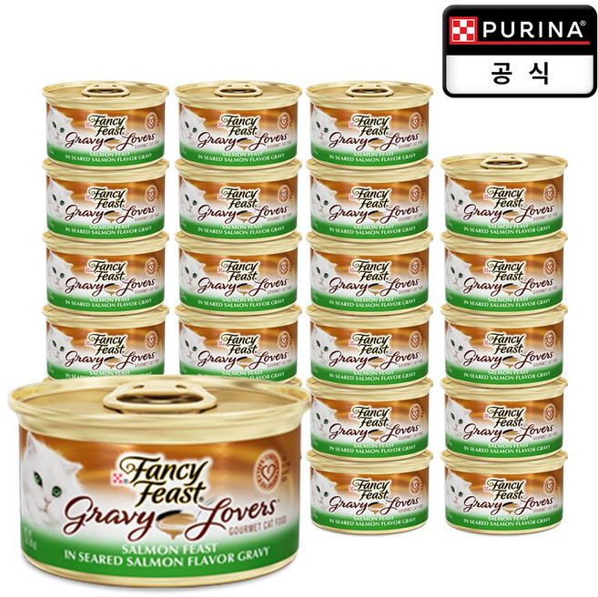 팬시피스트 고양이 화이트라벨 그레이비 러버스 주식캔, 연어, 85g, 24개