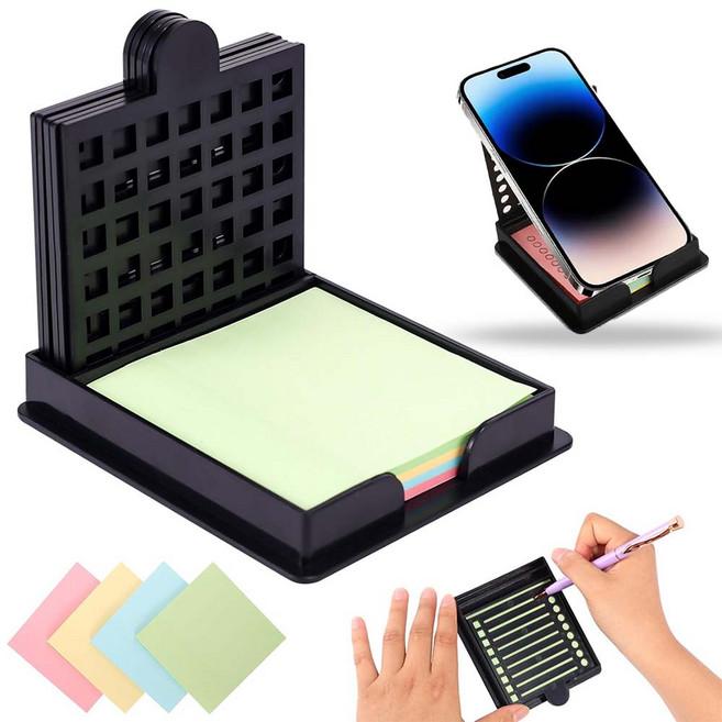 루이 5종 포스트잇 세트 학습 정리 도구 메모지 정리 쓰기 편리한 디자인 / 폰 스탠드, 블랙, 1개