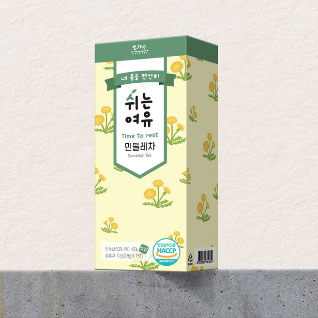 [본사직영] 쉬는여유 100%국산 민들레차 생분해 삼각티백 15티백, 800mg, 20개, 15개입