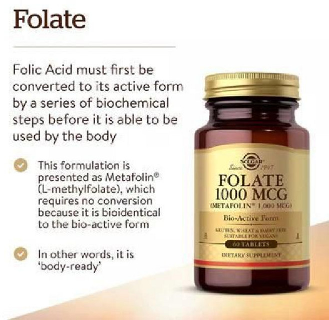 Solgar 메타폴린 바이오액티브 폼 엽산 1000mcg 60정, 1개