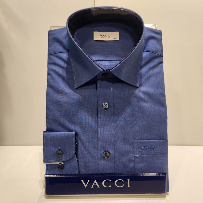 [봄가을 이월 셔츠 대박 83% ] 바찌 남성 긴팔 일반핏 면100% 고급소재 민감한피부에도OK 바닷빛 진블루 선명한컬러 가성비최고짱 와이셔츠VD1J3BR104B0