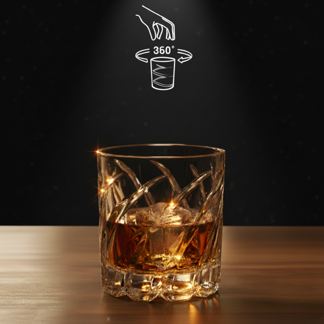 회전 에어링 위스키 잔 글라스 양주잔 칵테일, 1개