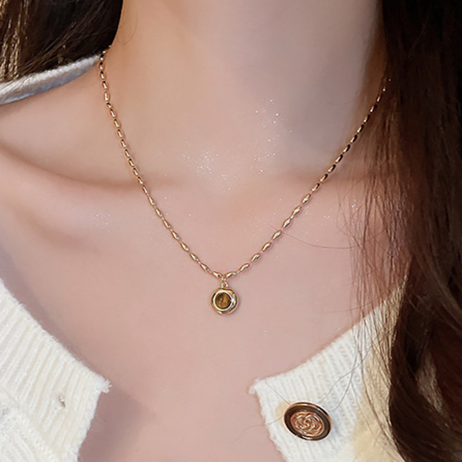 여성 유니크 쌀알 밥풀 체인 호안석 펜던트 목걸이 A2756