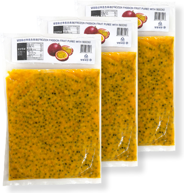 손씨푸드 냉동 패션후르츠 퓨레 백향과, 1kg, 3개