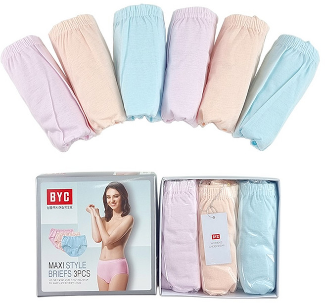 BYC 여성용 데일리 심플 순면 편안한 맥시팬티 6P
