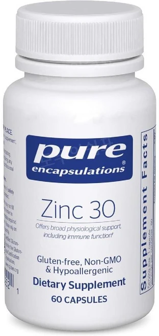 Pure Encapsulations Zinc 퓨어인캡슐레이션 아연 30mg 60정, 1개 - 쿠팡