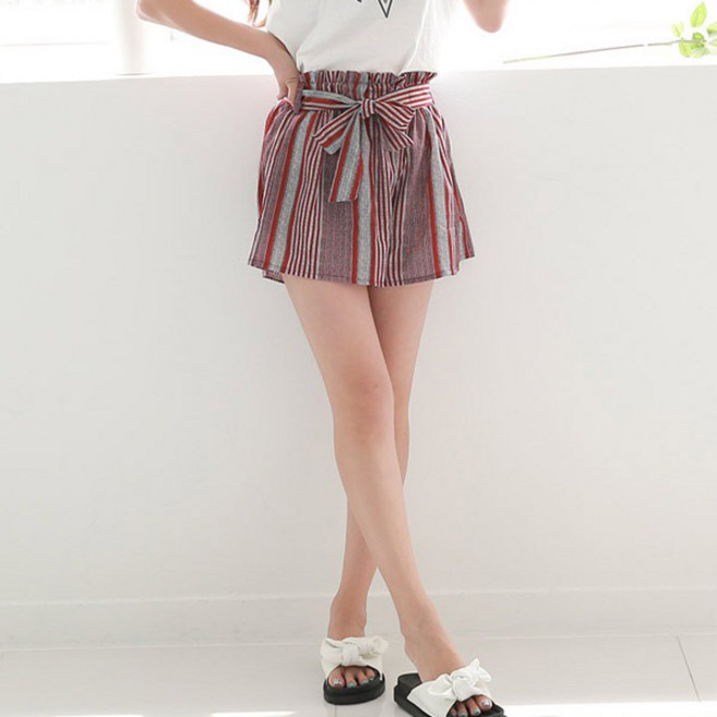 뉴클로 여성용 여름 믹스 스트라이프 3부 팬츠[SB] 여름반바지 데일리 밴딩