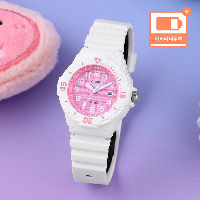 카시오 초등학생 키즈시계 패션 학습 선물용 어린이 아동 여아 우레탄 아날로그 손목시계 + 배터리 바우처