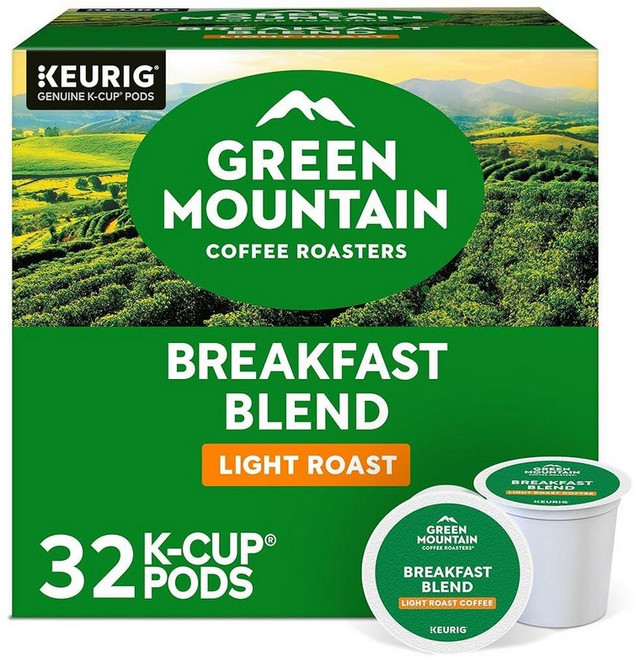 Green Mountain Coffee Roasters Breakfast Blend 1인용 Keurig K컵 포드 라이트 로스트 커피 32개입, 브렉퍼스트 블렌드, 32개 (1팩)