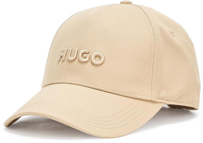 HUGO 남성용 빅 로고 면 야구 모자 브라운스톤 베이지 단일 사이즈