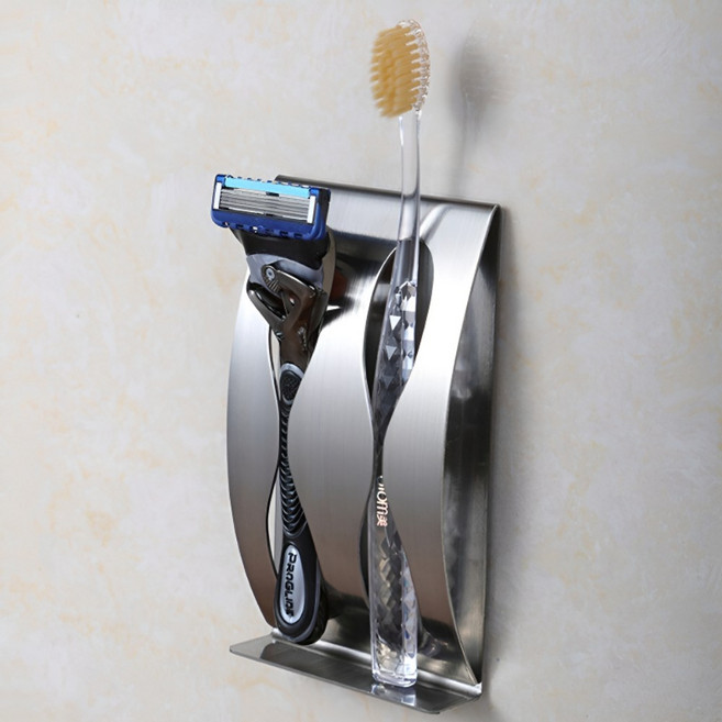 앙비 스테인레스 무타공 칫솔걸이 강력접착 치솔꽃이 다용도 거치대, 스텐 2구