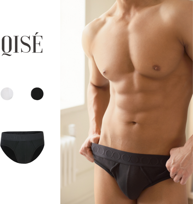 키세 남자 바디프로필 심플 로고 형압 디테일 뫼비우스 팬티 삼각 브리프 블랙 속옷