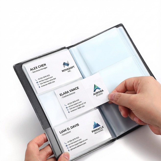 세로나 대용량 명함집 명함 정리 명함첩 240매, 블랙, 3단