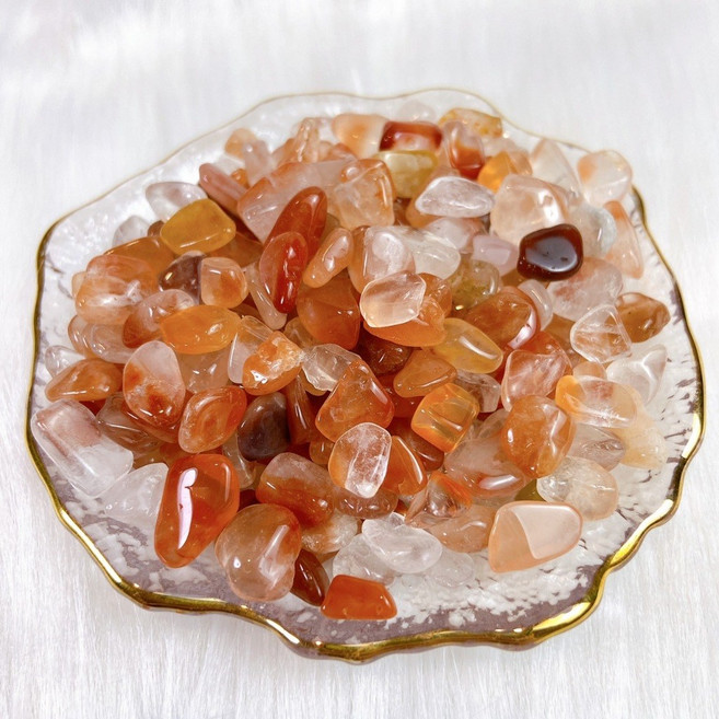 水晶專賣 消磁淨化魚缸花盆造景石 招財能量石 風水, 1個, 紅兔毛碎石/包