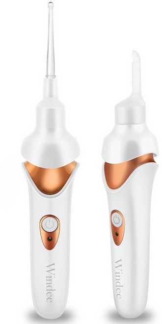 Windee 귀이개 귀지흡입기 전동흡입 무선 조명등 귀 청소 도구 휴대용 USB 충전식, 화이트, 1개