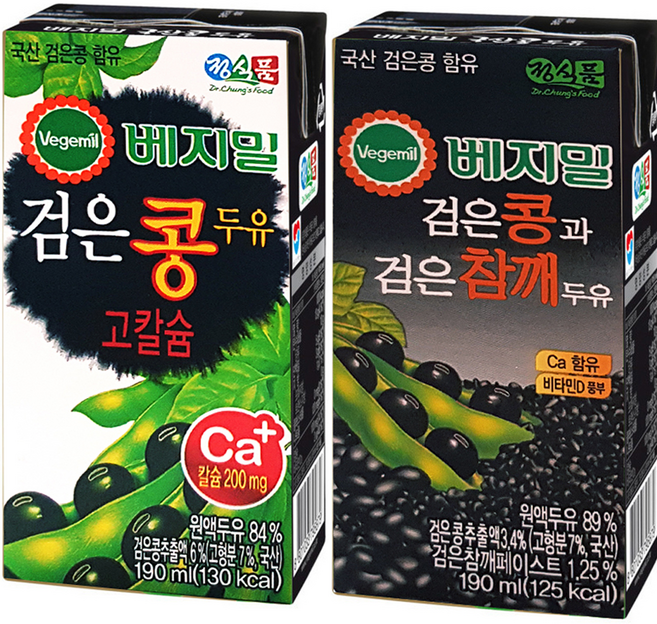 베지밀 검은콩 두가지맛 골라담기 ( 고칼슘 24팩 + 검은참깨 24팩 ), 48개, 190ml