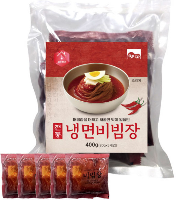NEW 고향식품 옛맛 냉면비빔장 80gX5개입 매콤새콤한 비빔 양념장 400g 비빔국수, 5개, 80g