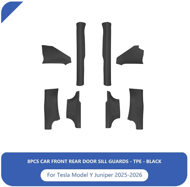 8PCS 전면 도어 Sill 프로텍터 테슬라 새 모델 Y 주니퍼 2026 실 가드 안티 킥 커버 자동차 액세서리, 01 Black, 01 China Mainland