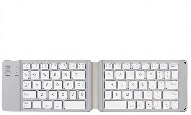 접이식 블루투스 키보드 터치패드 스토리지가 있는 미니 무선 IOS Android Windows Office용 범용 3개 시스, 04 2 fold White, 01 빠른