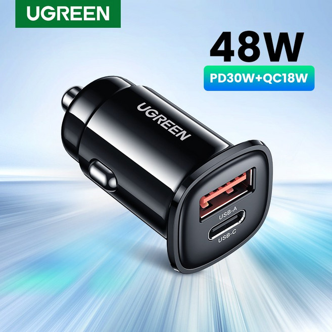 유그린 듀얼 30W 고속 차량용 충전기, 90848, 1개