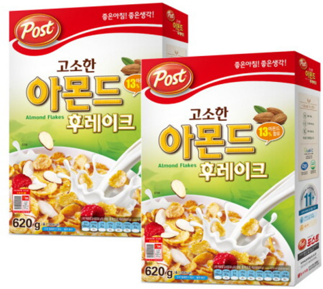 [동서식품] 아몬드후레이크620g x2개입/포스트/씨리얼/시리얼, 2개, 620g