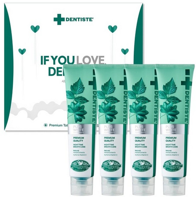 구취 입냄새 잇몸 케어 관리 덴티스테 뉴플러스화이트 치약 160g x 4개 세트 선물세트, 단품