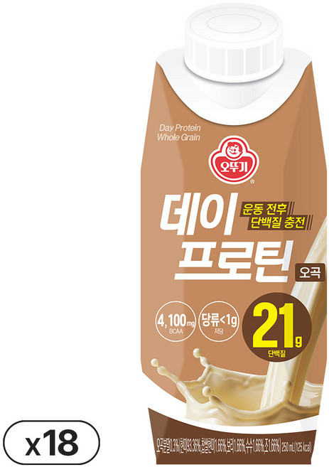오뚜기 데이프로틴 오곡, 18개, 250ml