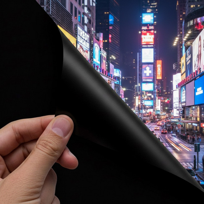 에이솜 무점착 암막 창문 시트지 사생활 보호 단열필름, 블랙