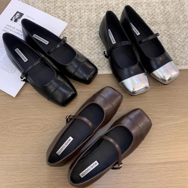 베르디 소프트 메리제인 플랫 슈즈 동글 라운드 배색 포인트 가벼운 데일리 셰릴비 신발