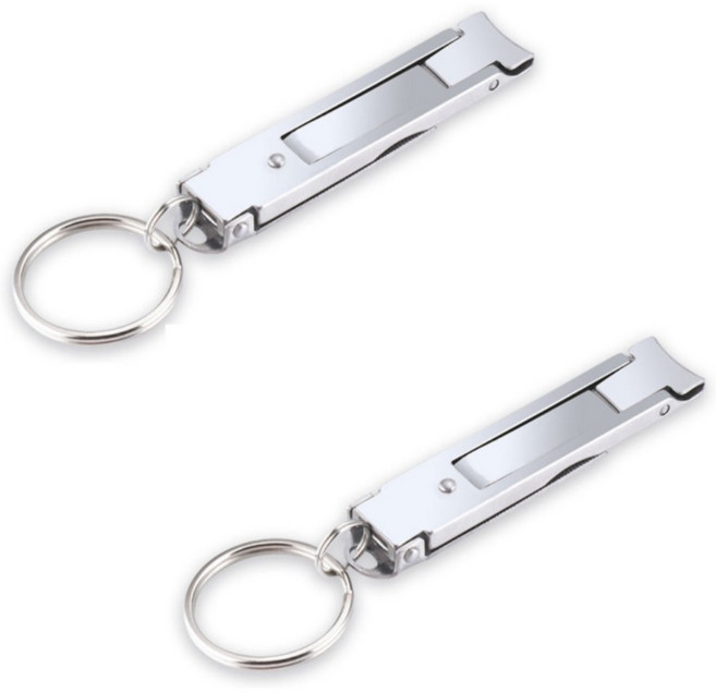 일상채움 고급 휴대용 미니 키링 손톱 깎이, 2개, 실버 소